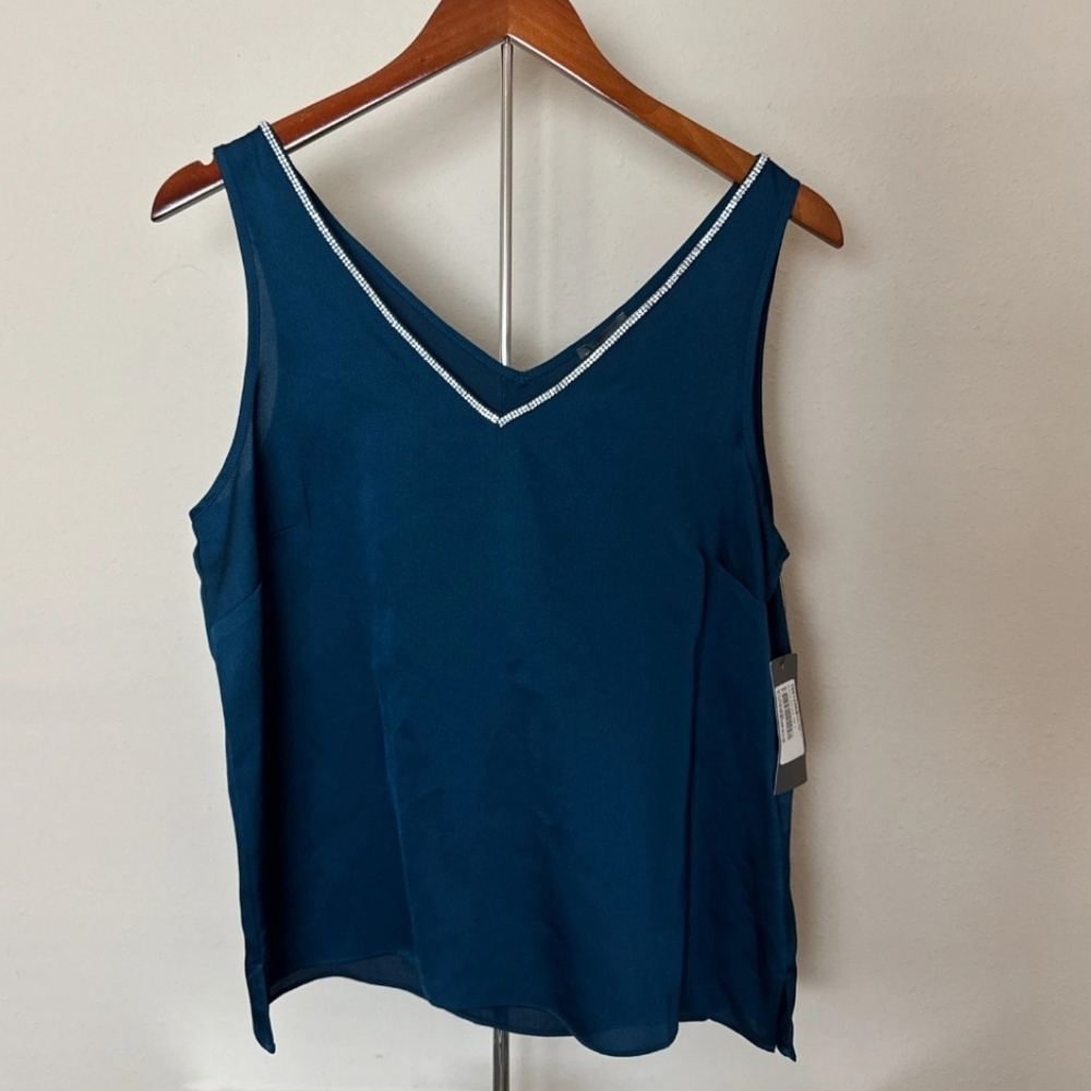 Vince Camuto Deep Blue V-Neck Tank Top